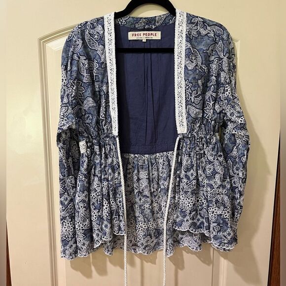 FREE PEOPLE Anissa Bed Jacket Blue Women’s Size Small - Picture 6 of 11